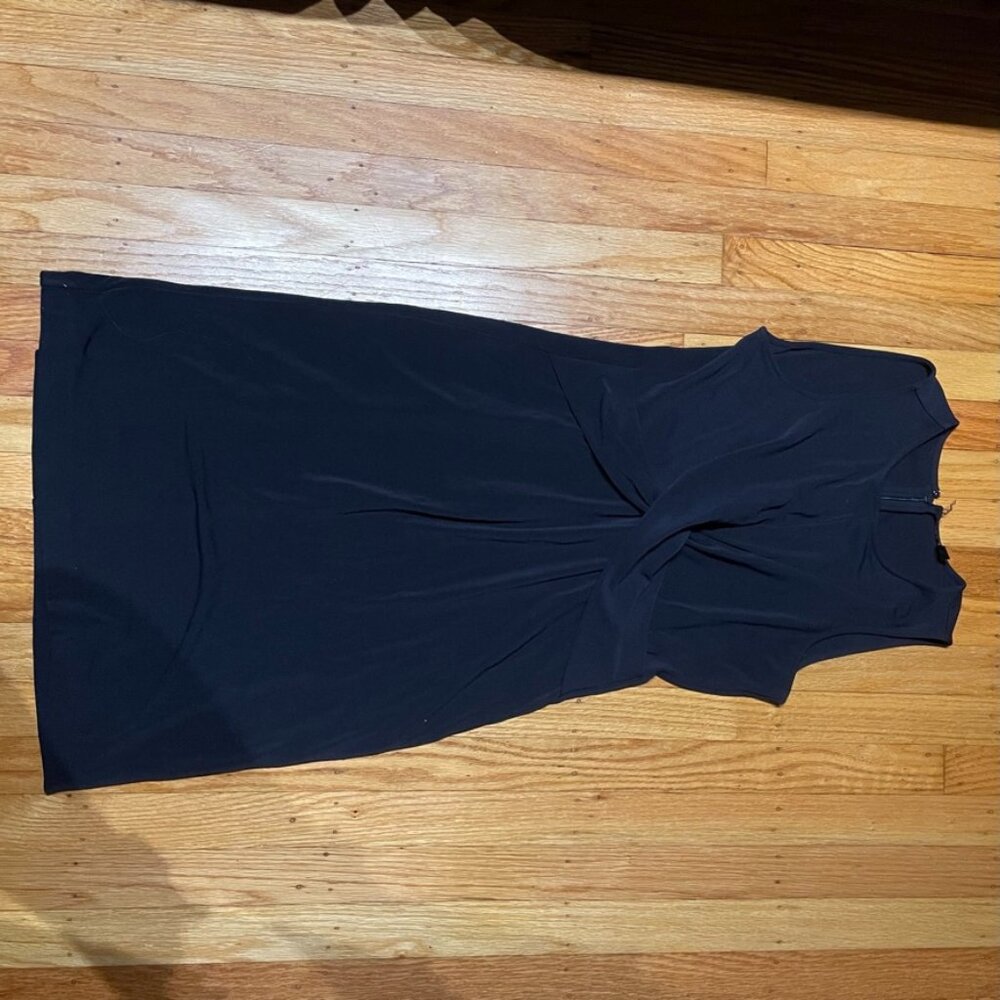 Blue Sleeveless Dress with Twisted Front Detail